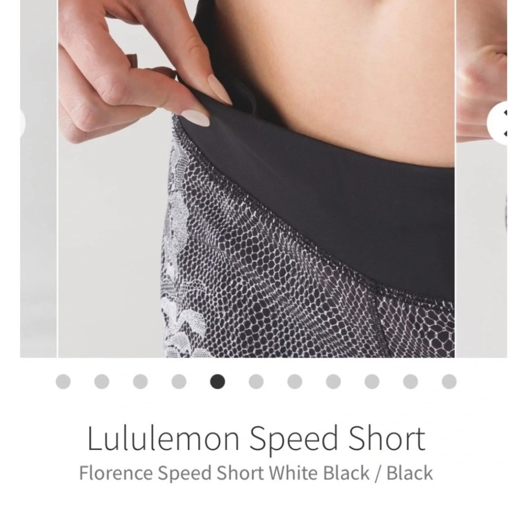 Lululemon Speed Short Florence Speed Short White Black Running Shorts Size‎ 2